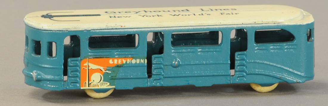 ARCADE GREYHOUND WORLDS FAIR TRAM: 408. ARCADE GREYHOUND WORLDS FAIR TRAM | 7"l. | (Near Mint Cond.) | $200 - $300
