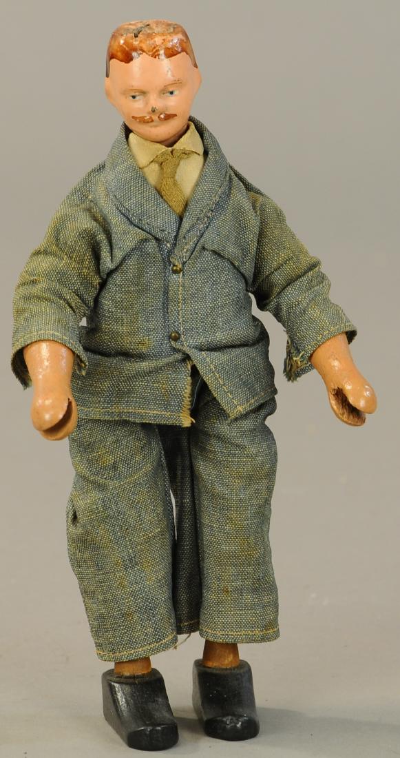 ORIGINAL SCHOENHUT WAGON DRIVER: 446. ORIGINAL SCHOENHUT WAGON DRIVER | Missing his cloth hat, otherwise in (Exc - Pristine Cond.) | $300 - $400