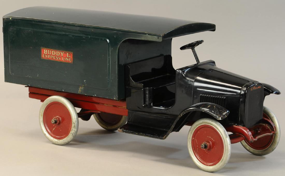 BUDDY L EXPRESS LINE TRUCK: 629. BUDDY L EXPRESS LINE TRUCK | 24" l. | Original rear doors are detached, but present, otherwise paint in (Exc. - Pristine Cond.) | $800 - $1,200