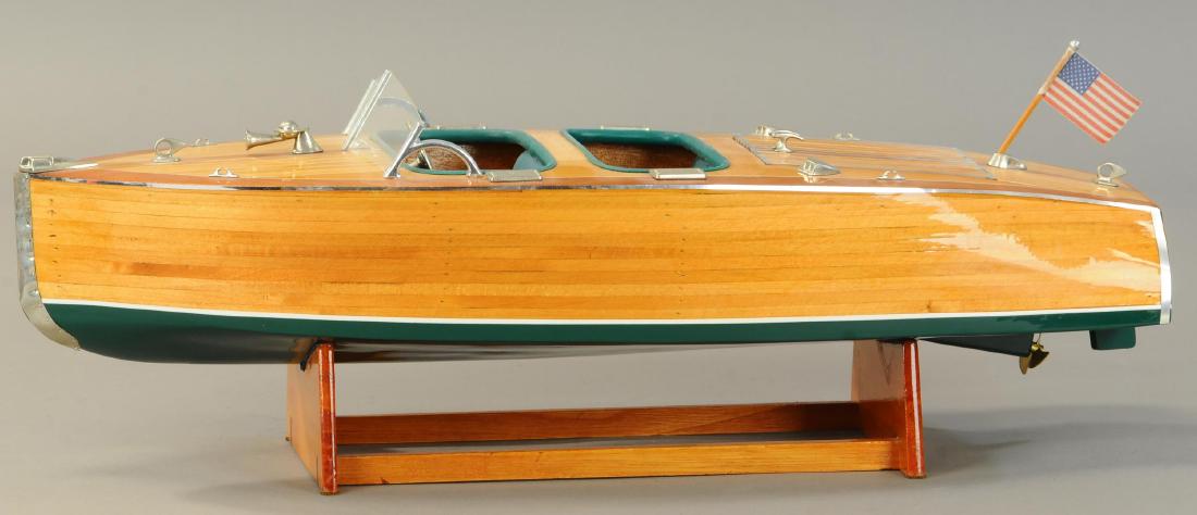 WOODEN CHRIS CRAFT MODEL CRUISER: 1337. WOODEN CHRIS CRAFT MODEL CRUISER | Un-powered example. | 22" l. | (Exc. Cond.) | $200 - $400