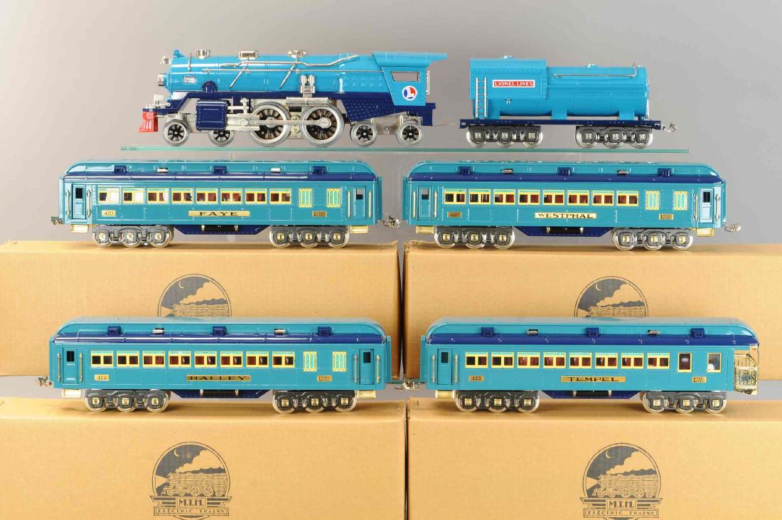 BOXED MTH CONTEMPORARY BLUE COMET SET: 1463. BOXED MTH CONTEMPORARY BLUE COMET SET | Standard gauge. | Loco & tender 32" | Contemporary, Near Mint. | $400 - $700