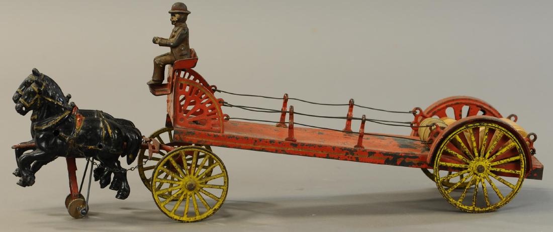 WILKINS TWO HORSE DRAY CART: 1069. WILKINS TWO HORSE DRAY CART | 21" l. | Figure is incorrect. | $250 - $500