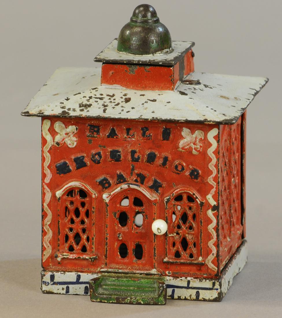 HALLS EXCELSIOR MECHANICAL BANK - RED: 1116. HALLS EXCELSIOR MECHANICAL BANK - RED | All Original Condition. | $75 - $150