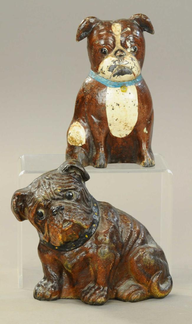 PAIR OF ENGLISH BULLDOG DOORSTOPS: 1165. PAIR OF ENGLISH BULLDOG DOORSTOPS | 7.25" h. | All Original Condition. | $100 - $200