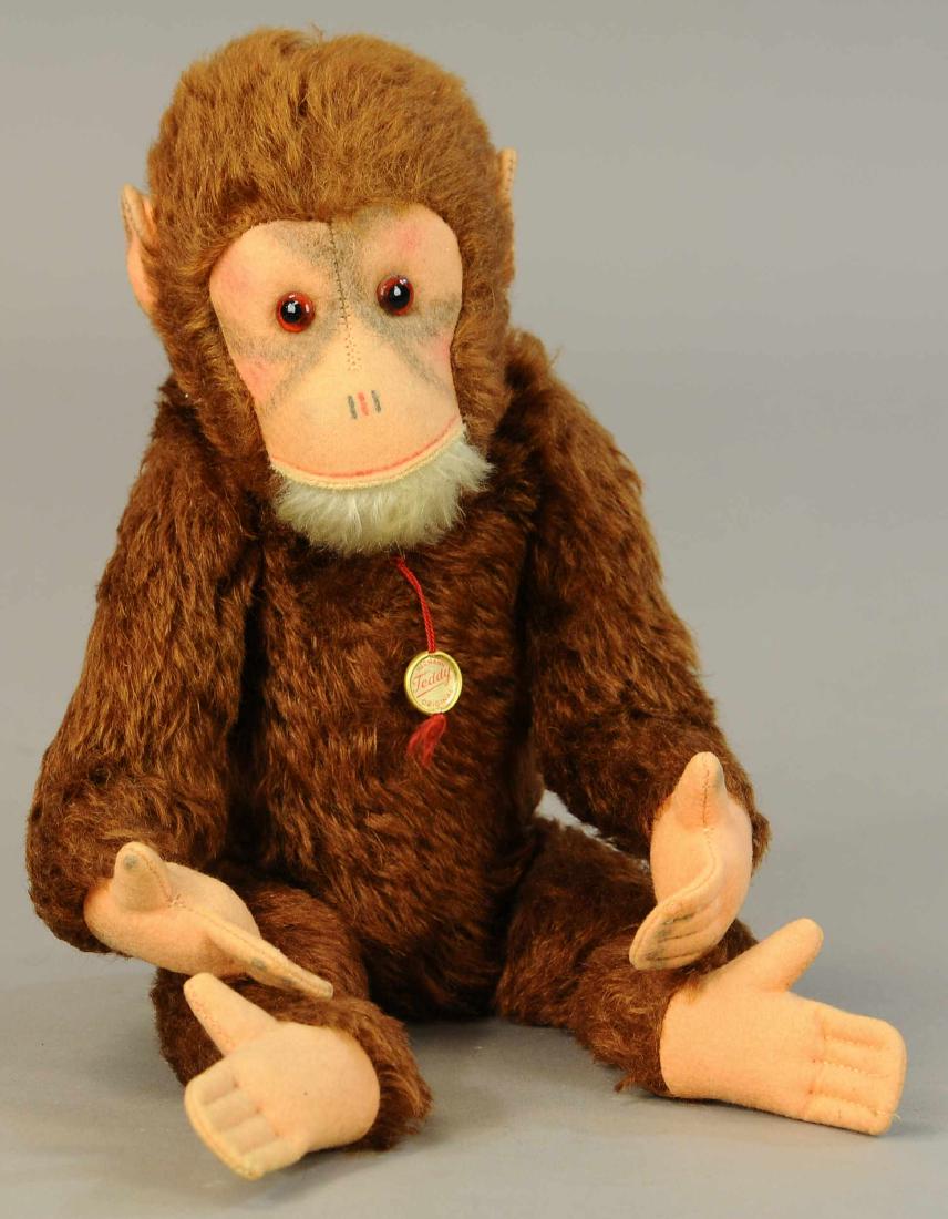 LARGE HERMANN MONKEY: 1327. LARGE HERMANN MONKEY | Plush brown monkey with Hermann tag, air-brushing prominent, a rarely seen example. | 15" | (Pristine Cond.) | $75 - $150