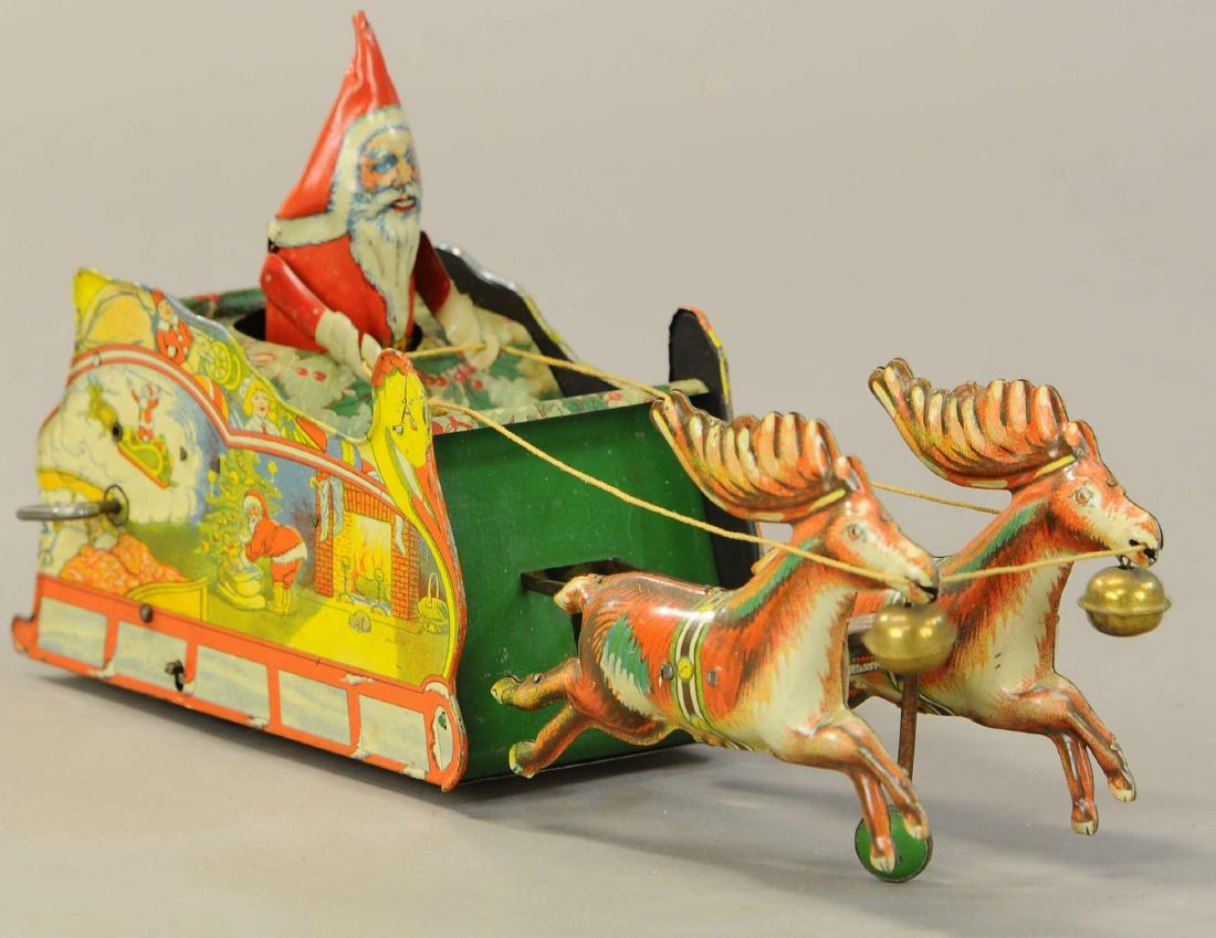 STRAUSS SANTEE CLAUS SLEIGH: 177. STRAUSS SANTEE CLAUS SLEIGH | 11" l. | Very nice All Original Condition. | $400 - $800