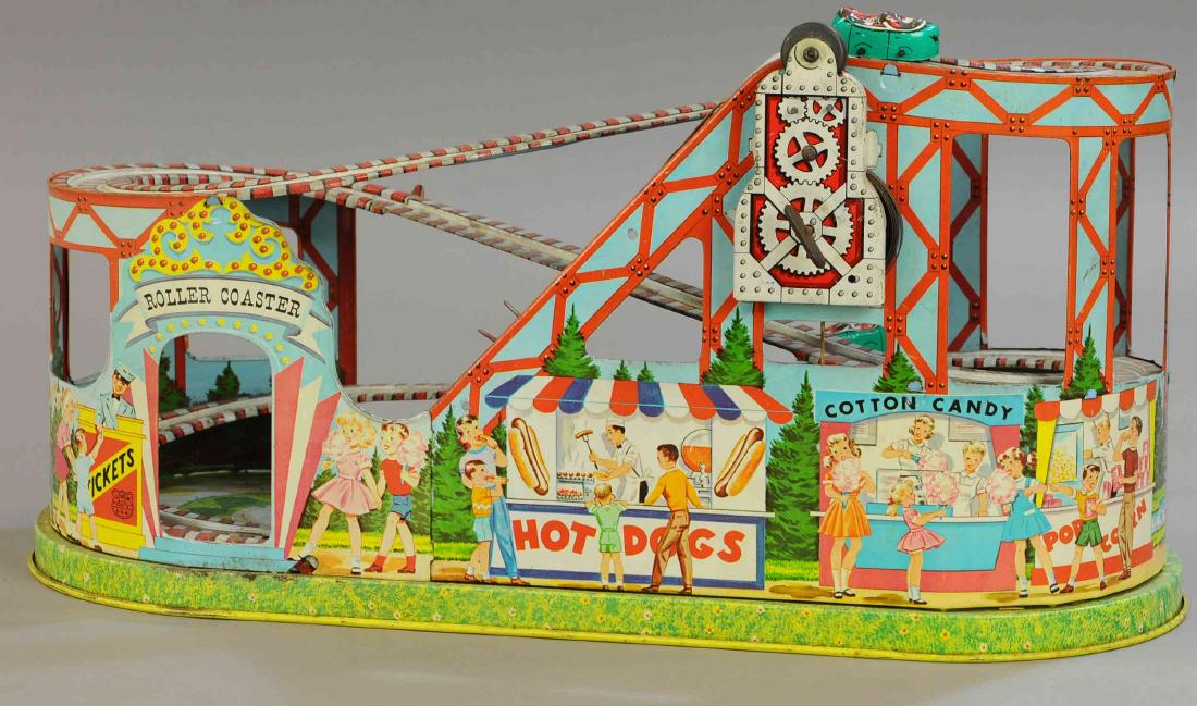 CHEIN CARNIVAL ROLLER COASTER: 307. CHEIN CARNIVAL ROLLER COASTER | 18" l. | Cars are replacements, otherwise in All Original Condition. | $100 - $200