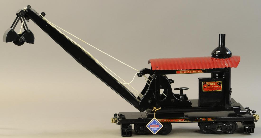 BUDDY L OUTDOOR RR WRECKING CRANE: 537. BUDDY L OUTDOOR RR WRECKING CRANE | 20" l. | Appear to be an original truck that has been Professionally Restored. | $300 - $600