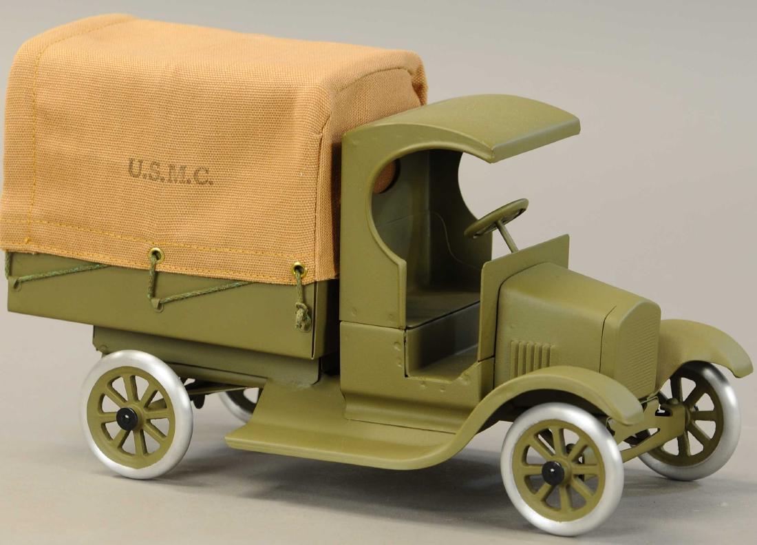 COWDERY BUDDY L FLIVVER MARINE CORPS TRUCK: 584. COWDERY BUDDY L FLIVVER MARINE CORPS TRUCK | 13" l. | Contemporary, Near Mint | $250 - $500