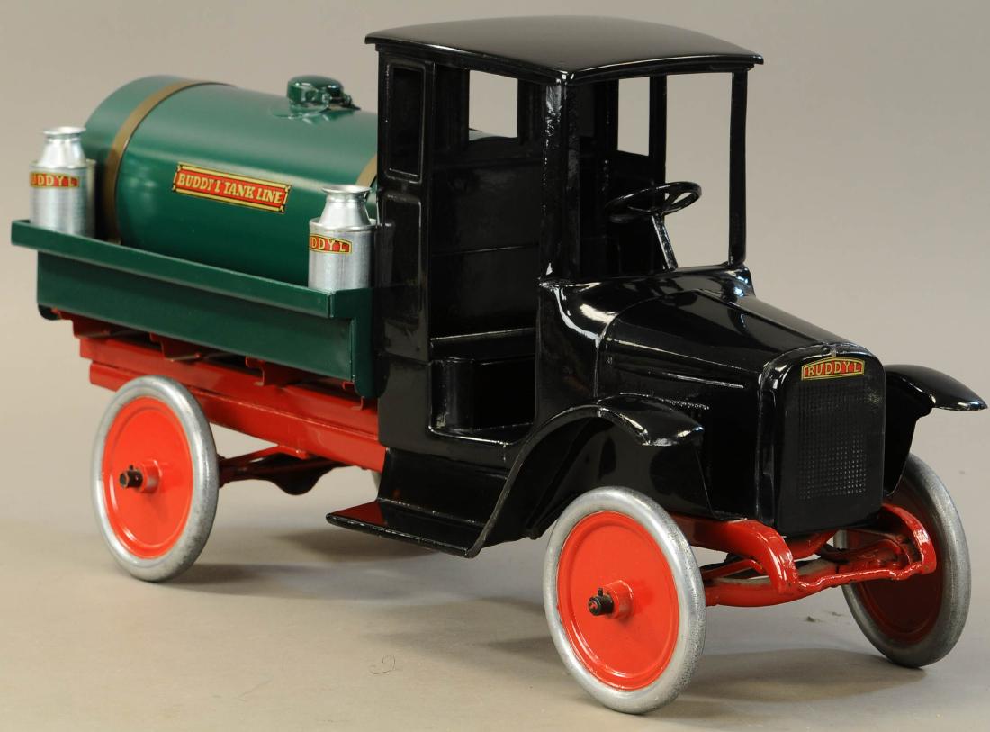 BUDDY L TANK LINE SPRINKLER TRUCK: 645. BUDDY L TANK LINE SPRINKLER TRUCK | 26" l. | Contemporary example. | $200 - $400