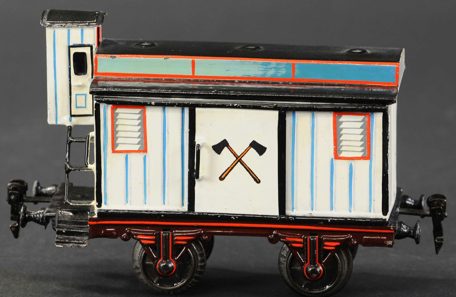 MARKLIN BEER WAGON: 9. MARKLIN BEER WAGON | Hand painted, Gauge 1, beer car featuring "Hacker Brau" logo. | 7" length. | (Pristine to Near Mint Condition) | $1,200 - $1,800