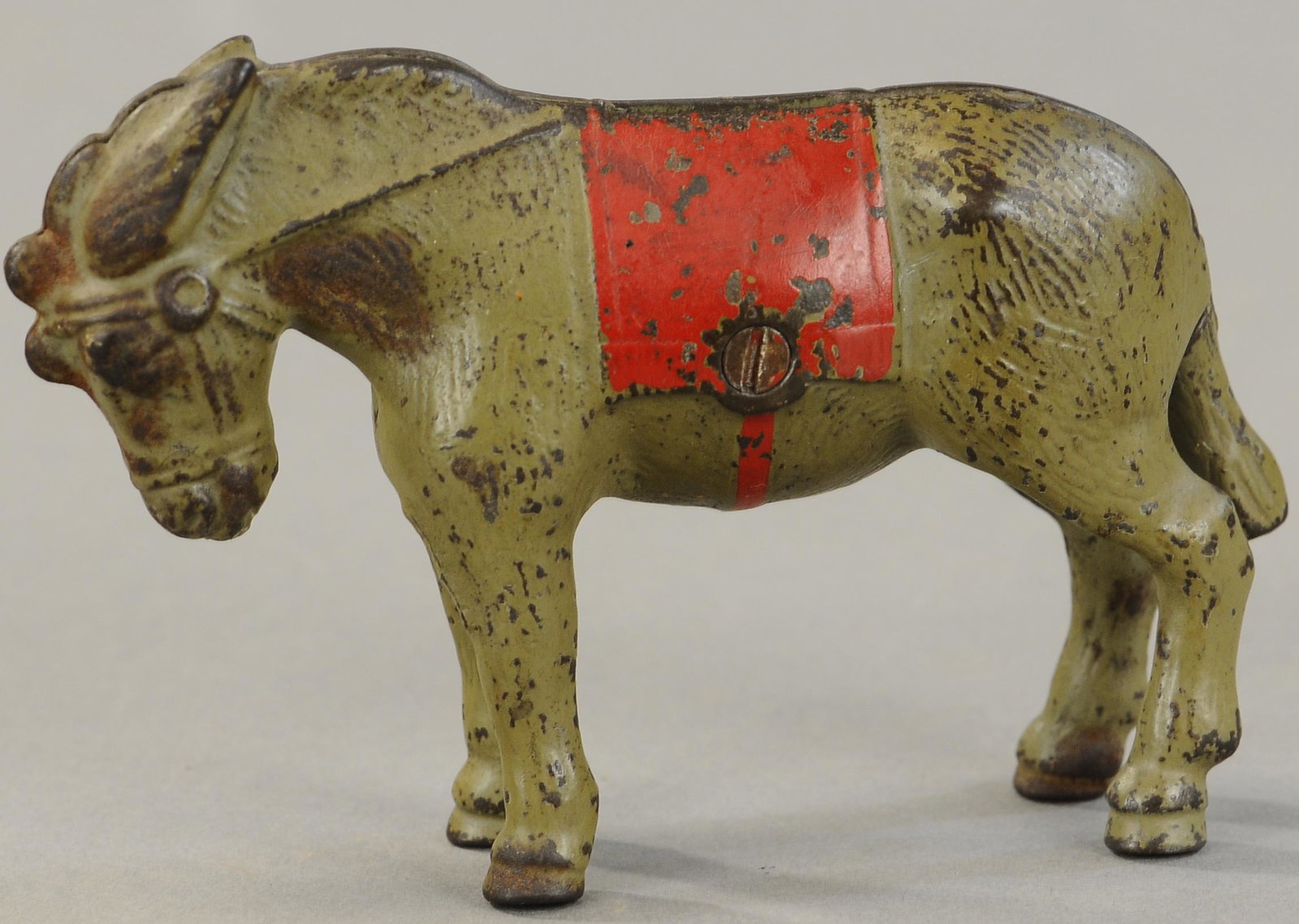 KENTON DONKEY W/ SADDLE STILL BANK: 32. KENTON DONKEY W/ SADDLE STILL BANK | 3.75" h. | (Exc. Cond.) | $500 - $750
