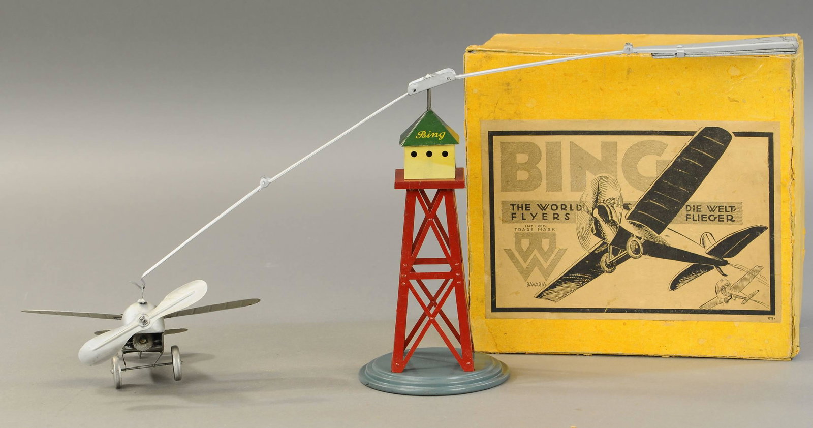 BOXED BING AIRPLANE TOWER SET: 1058. BOXED BING AIRPLANE TOWER SET | 10.5" h. | (Pristine Cond.) | $600 - $900