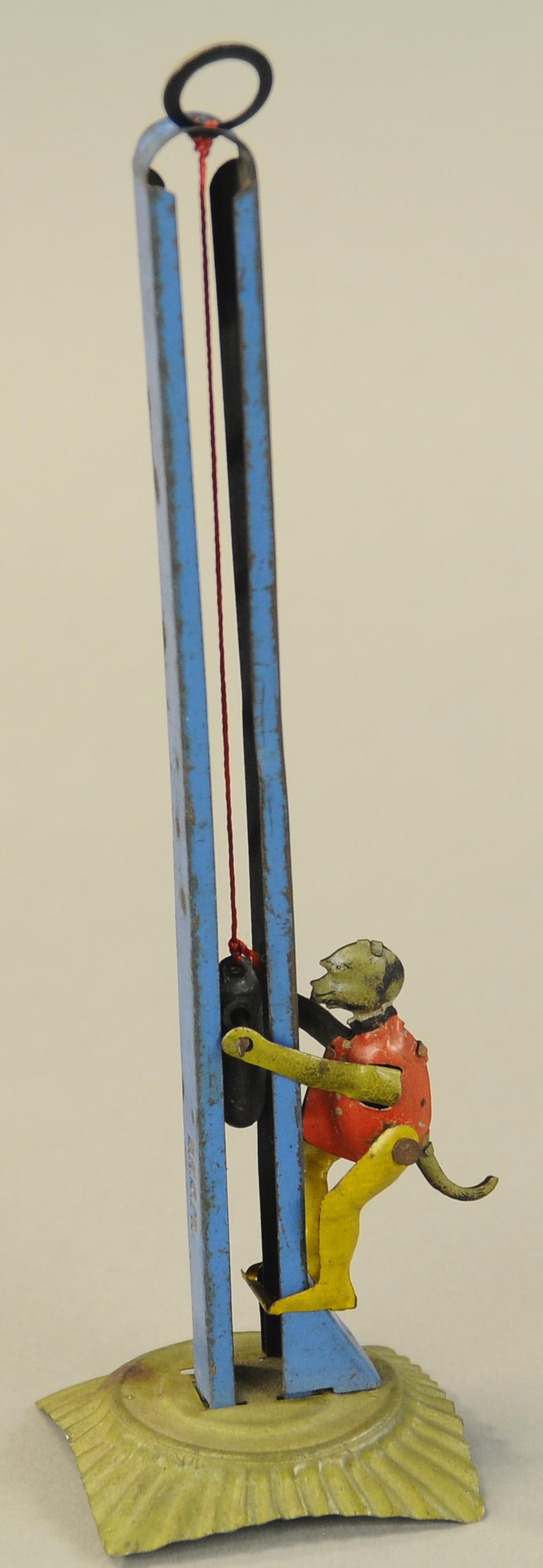 CLIMBING MONKEY PENNY TOY: 1130. CLIMBING MONKEY PENNY TOY | Distler, pull string for monkey to climb. 6.5" h. | (VG Cond.) | $200 - $300
