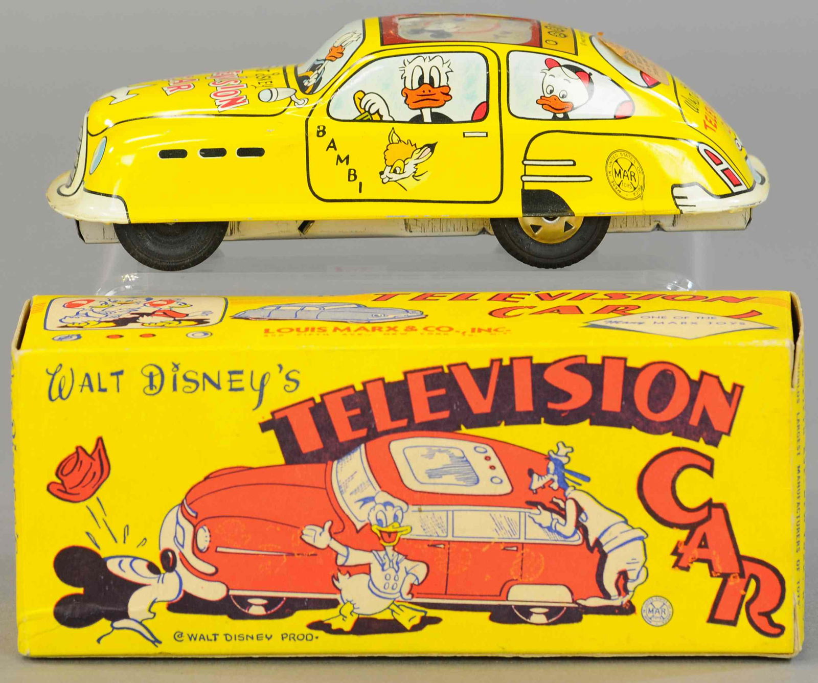 MARX DISNEY'S TELEVISION CAR: 1594. MARX DISNEY'S TELEVISION CAR | 8" | (Pristine-Near Mint Cond.) | $300 - $500