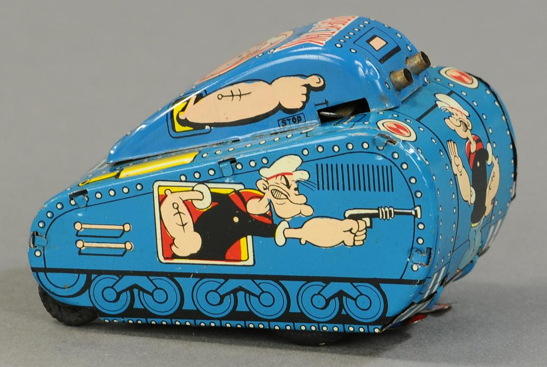 LINEMAR POPEYE TURNOVER TANK: 1635. LINEMAR POPEYE TURNOVER TANK | 4" | (Pristine-Near Mint Cond.) | $200 - $300