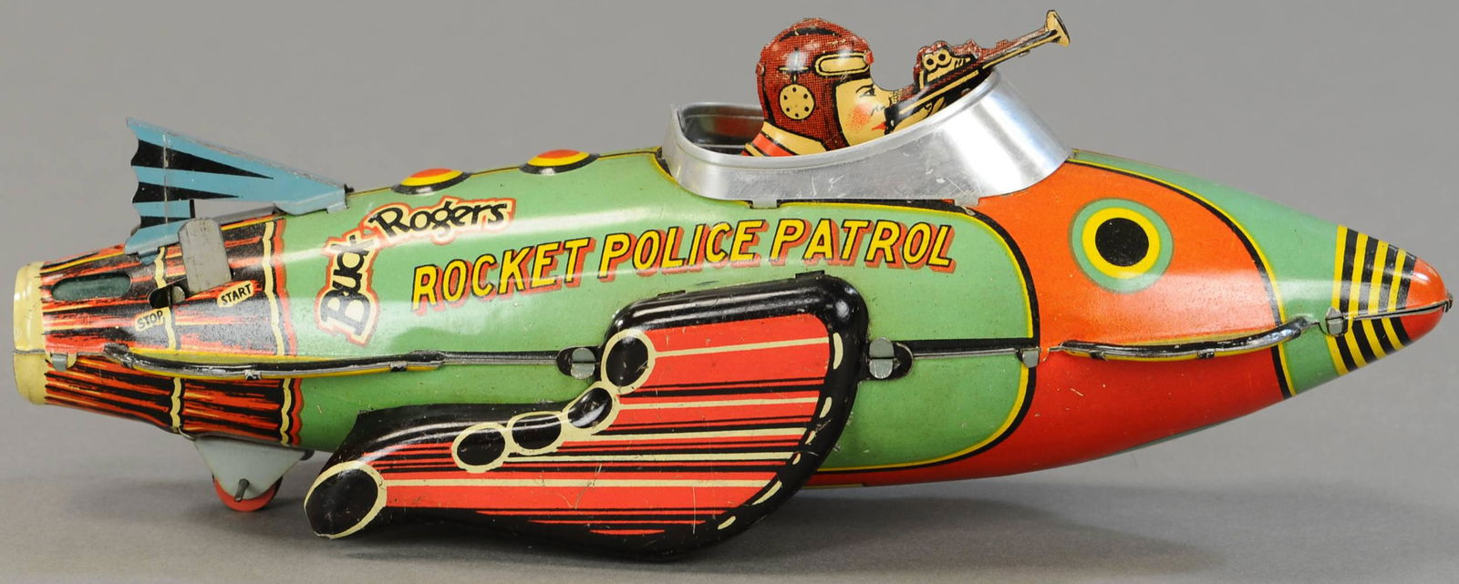 MARX BUCK ROGERS ROCKET POLICE PATROL: 1648. MARX BUCK ROGERS ROCKET POLICE PATROL | Likely the most popular of the Marx spaceship line. 12" | Overall (Pristine Cond.) | $600 - $800