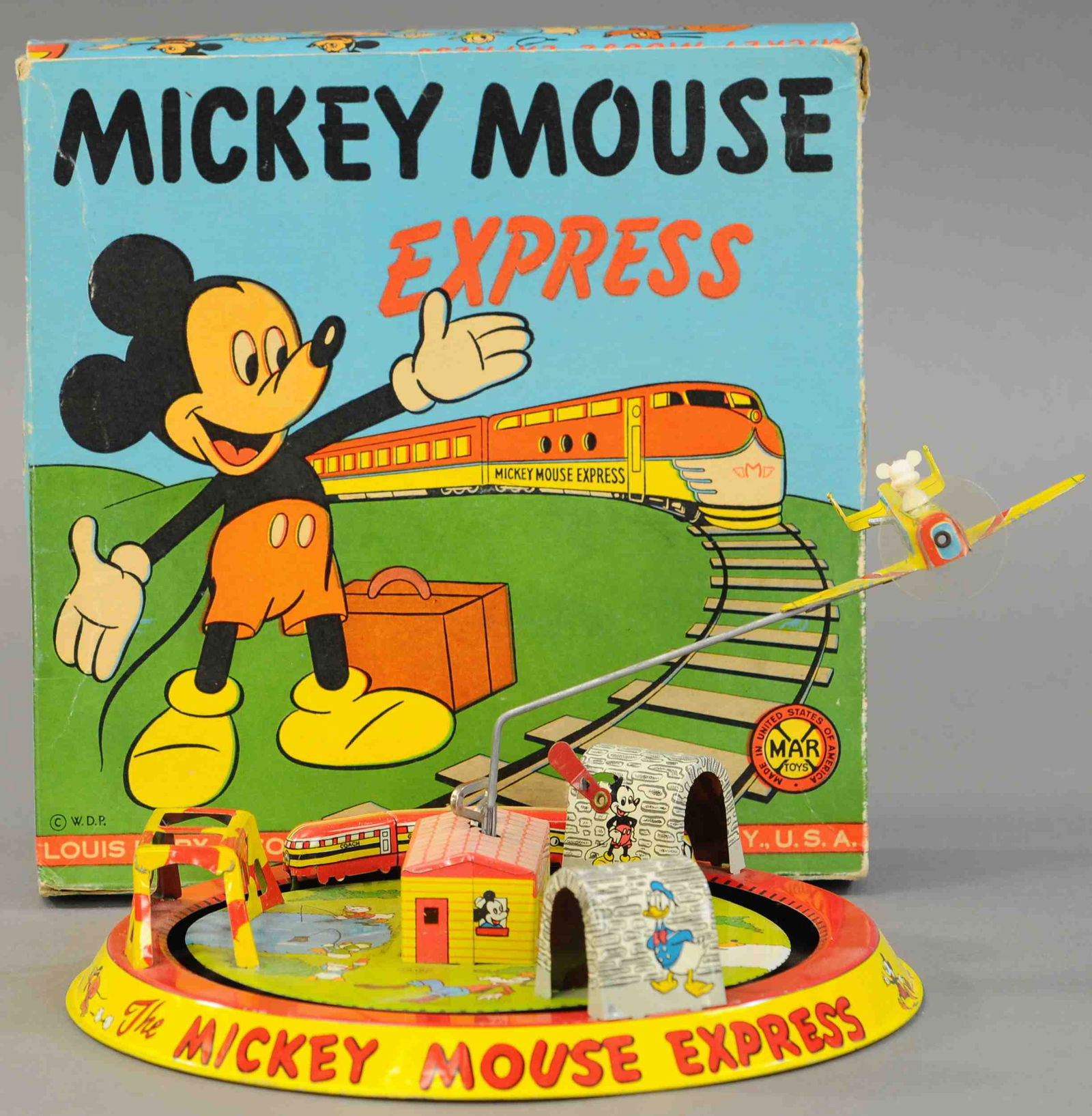 BOXED MARX MICKEY MOUSE EXPRESS: 1694. BOXED MARX MICKEY MOUSE EXPRESS | 9" | (Near Mint Cond.) | $400 - $600