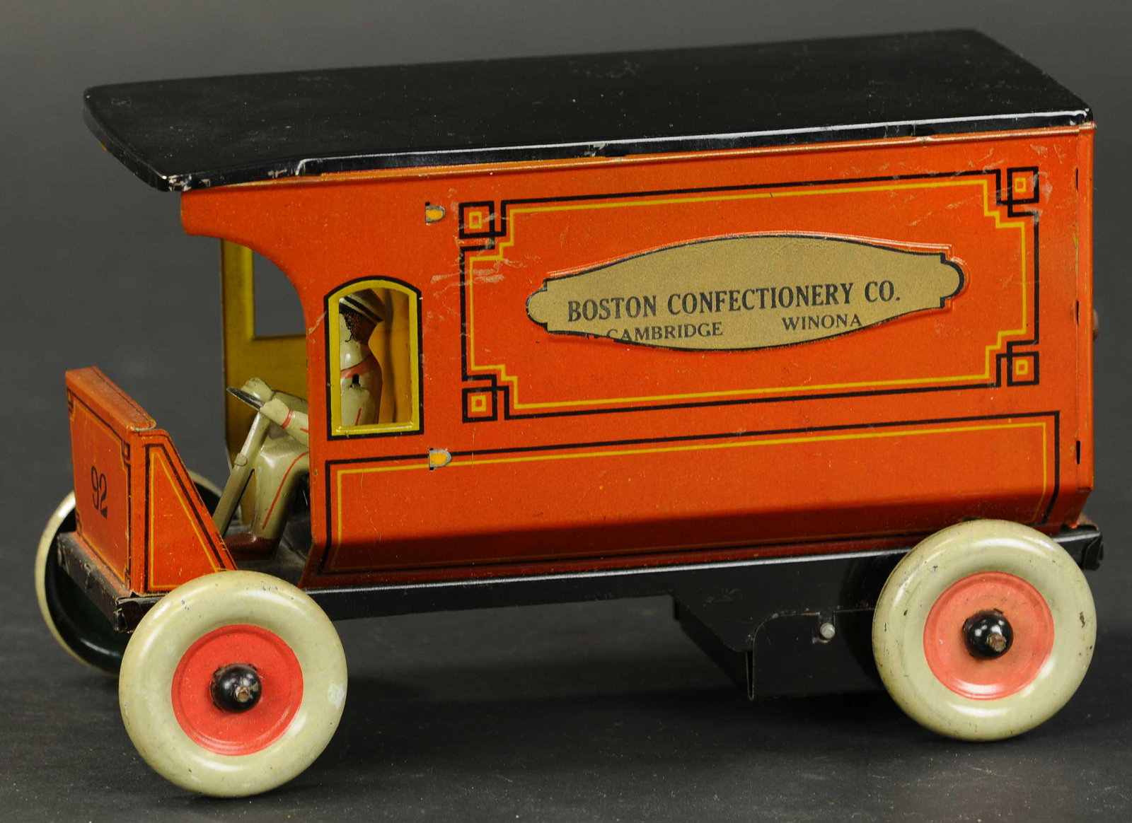 STRAUSS BOSTON CONFECTIONARY DELIVERY VAN: 2017. STRAUSS BOSTON CONFECTIONARY DELIVERY VAN | Scarce example of the private label series of delivery trucks made for stores throughout the USA. 9" l. | (Pristine Condition) | $500 - $750 | Provena