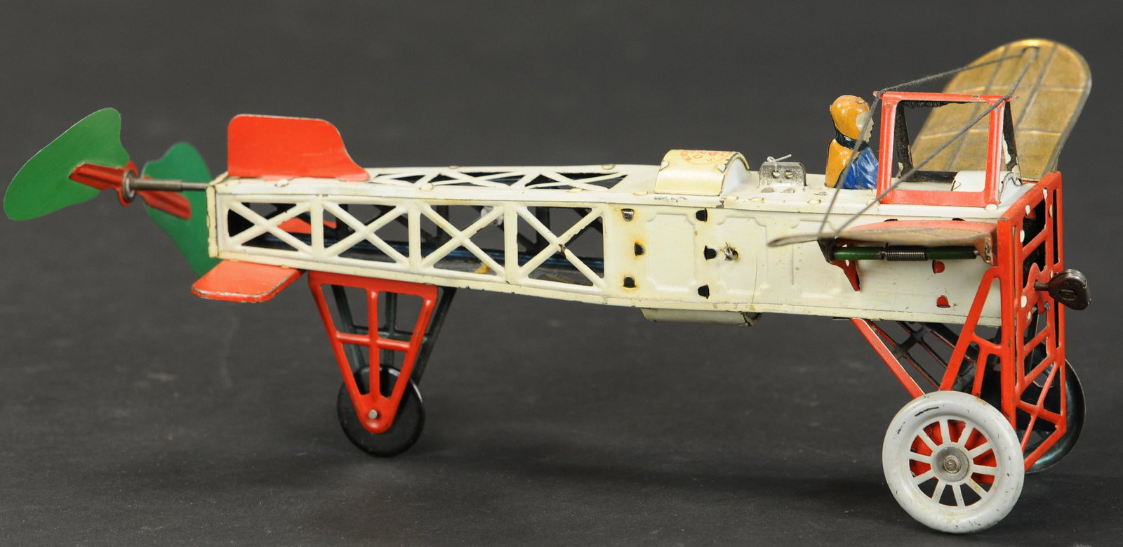 ORBOR MULTI-COLOR BLERIOT PLANE: 2065. ORBOR MULTI-COLOR BLERIOT PLANE | 11" l. | (Very Good to Excellent Condition) | $1,000 - $1,400 | Provenance: Sam Downey Collection.