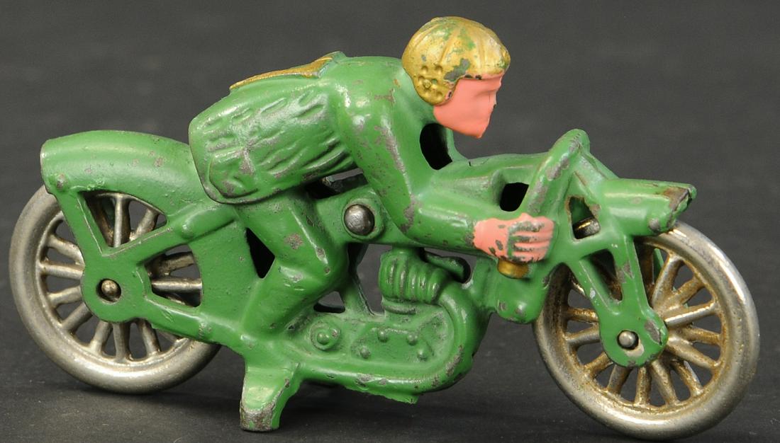 HUBLEY PEA SHOOTER RACER MOTORCYCLE: 2367. HUBLEY PEA SHOOTER RACER MOTORCYCLE | 5.75" l. | (Excellent to Pristine Condition) | $500 - $750 | Provenance: Sam Downey Collection.