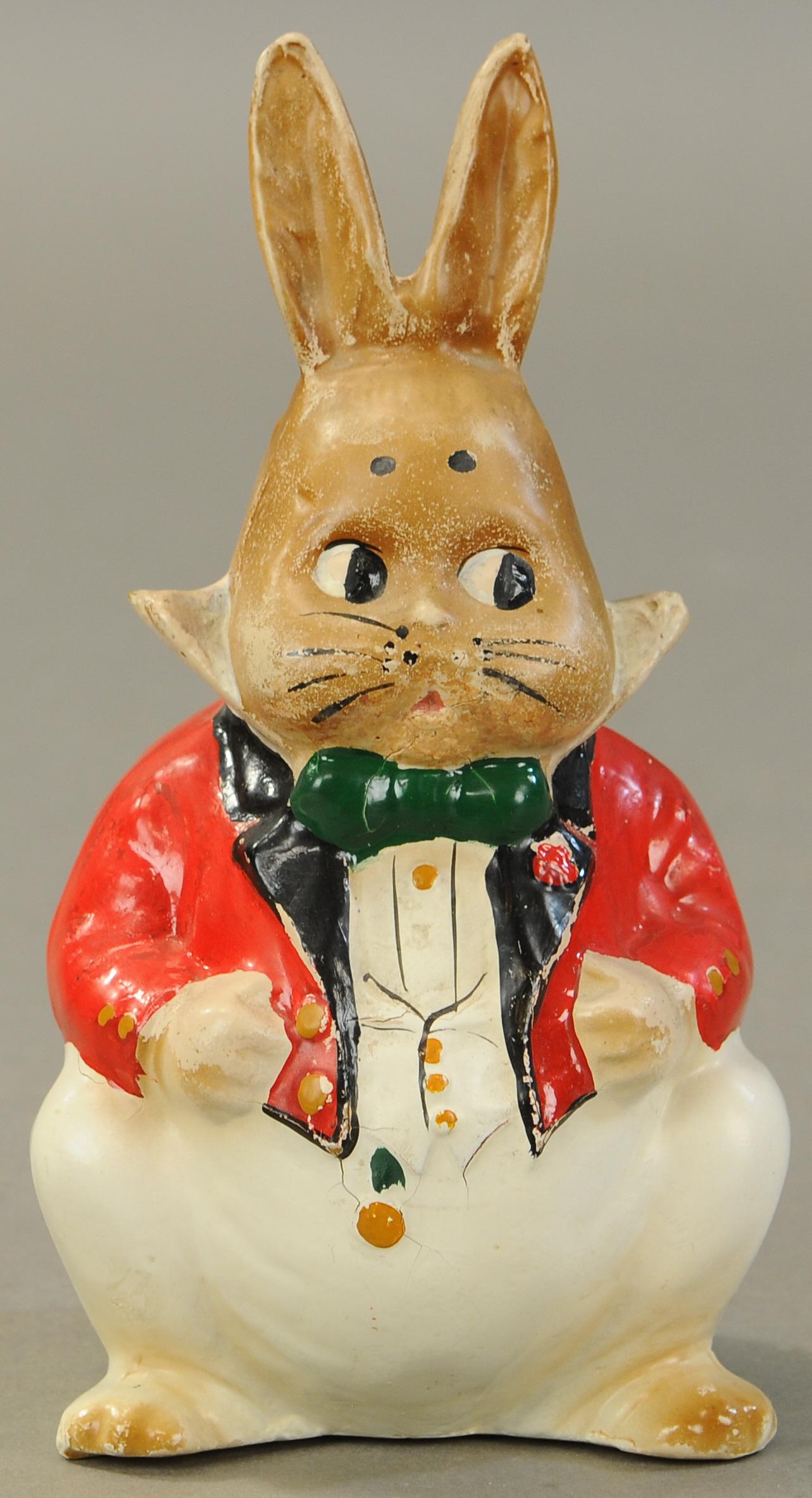 PAPER MACHE PETER RABBIT: 315. PAPER MACHE PETER RABBIT| 9" h.| Minor cracking to finish, otherwise in All Original Condition.| $150 - $300
