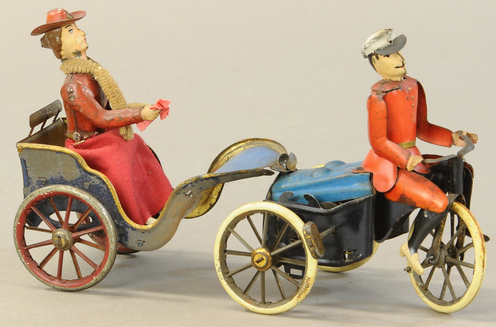LEHMANN ANXIOUS BRIDE: 47. LEHMANN ANXIOUS BRIDE | 9" l. | Tabs at drivers neck missing to hold head, otherwise working in All Original Condition. | $500 - $1,000