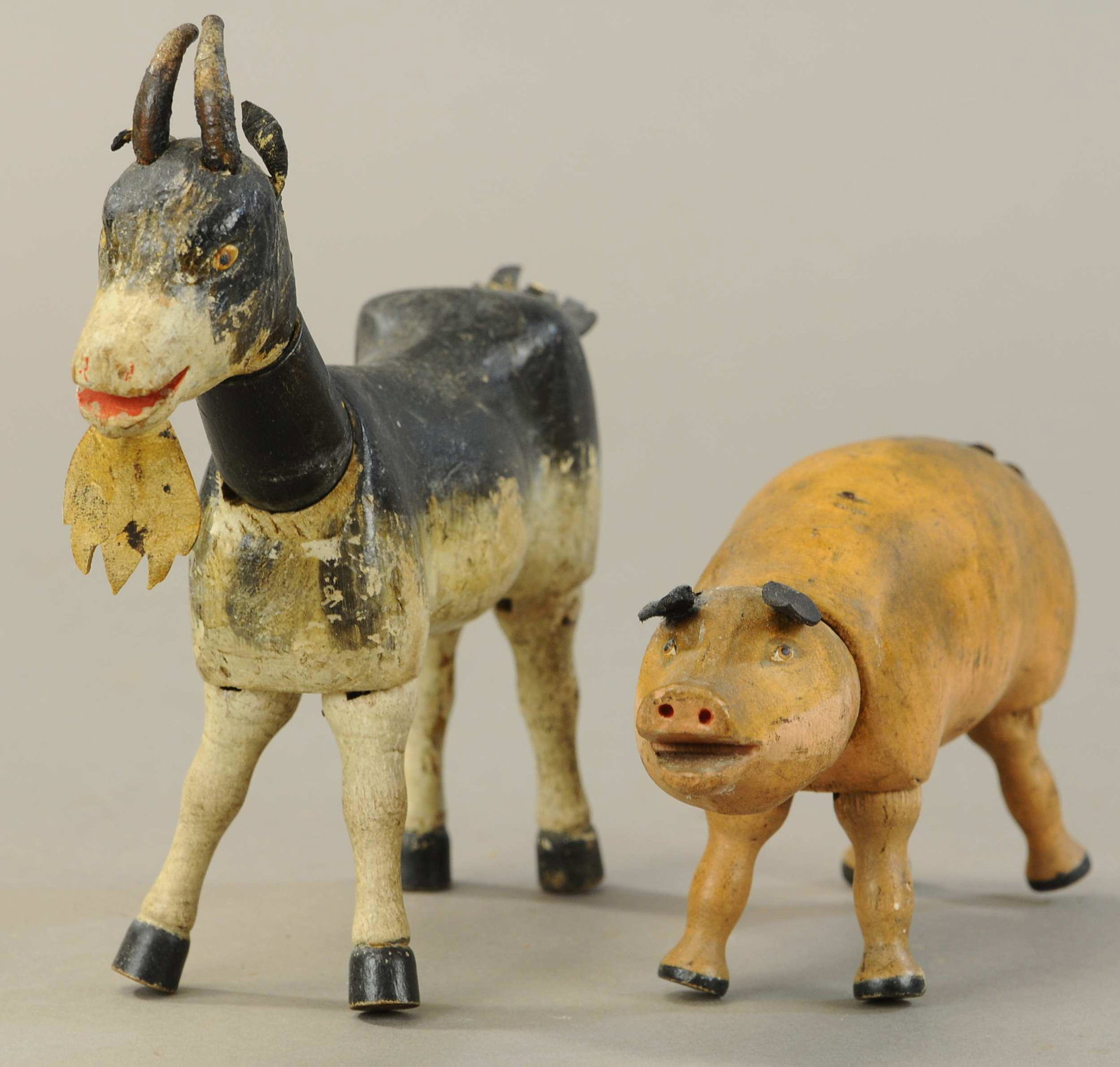 SCHOENHUT PIG & BILLY GOAT: 250. SCHOENHUT PIG & BILLY GOAT | 7.5" - 8.5" l. | All Original Condition. | $150 - $300