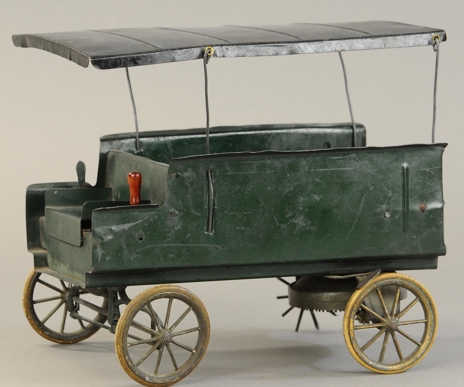 ACME HORSELESS DELIVERY WAGON: 283. ACME HORSELESS DELIVERY WAGON | 12" l. | One wheel present but broken, otherwise in All Original Condition. | $150 - $300