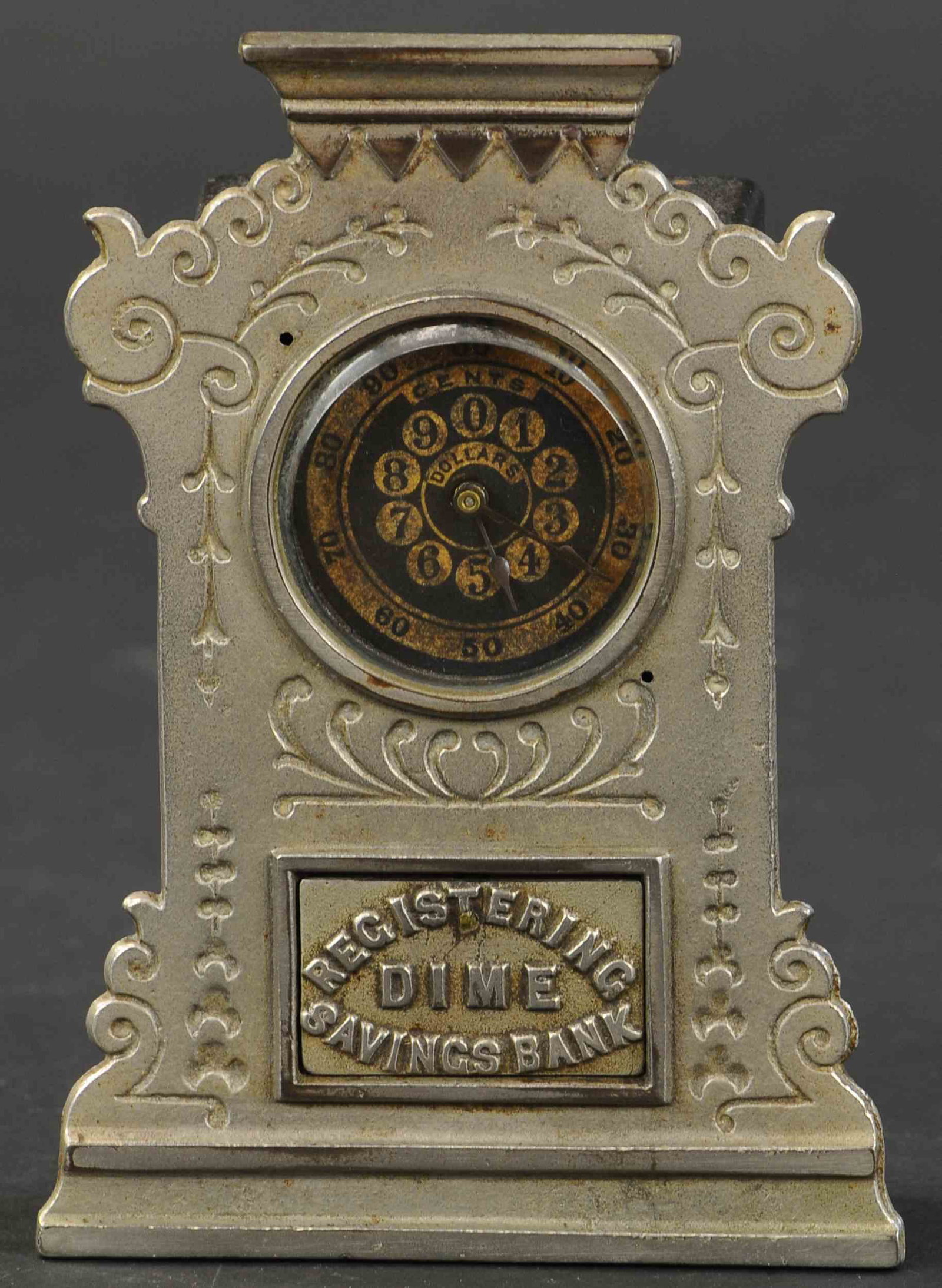 IVES NICKELED DIME SAVINGS REGISTERING BANK: 120. IVES NICKELED DIME SAVINGS REGISTERING BANK | (Excellent to Pristine Condition) | $600 - $800