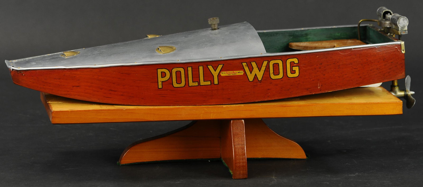 BOUCHER LIVE STEAM POLLY-WOG SPEED BOAT: 581. BOUCHER LIVE STEAM POLLY-WOG SPEED BOAT | 23" l. | (Pristine Condition) | $1,000 - $1,500