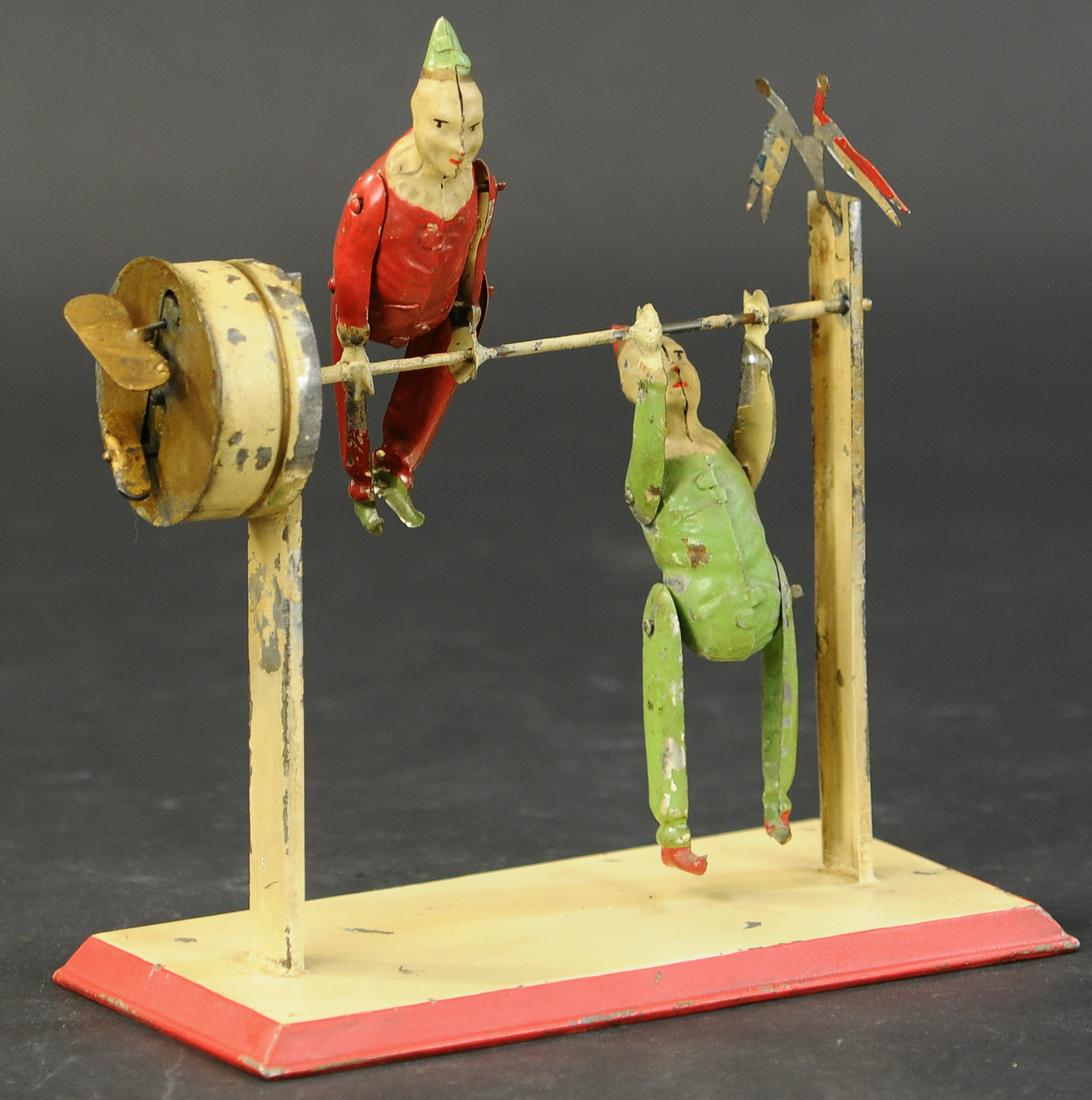 GERMAN TIN DOUBLE CLOWN ACROBATS (1 of 3)