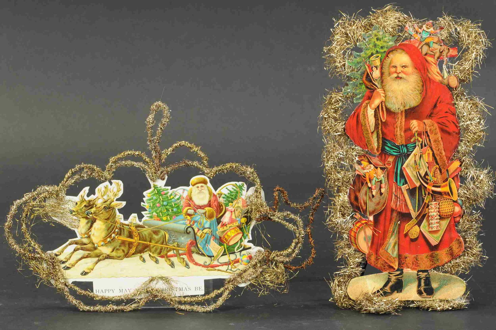 TWO DIE-CUT SANTA CLAUS ORNAMENTS (1 of 2)