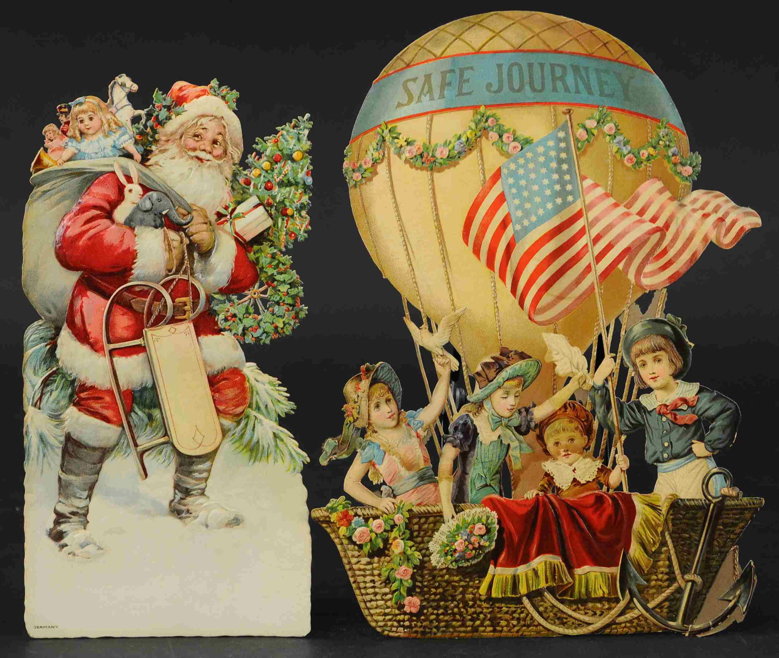 TWO CHRISTMAS LITHOGRAPHED DIE-CUTS (1 of 1)