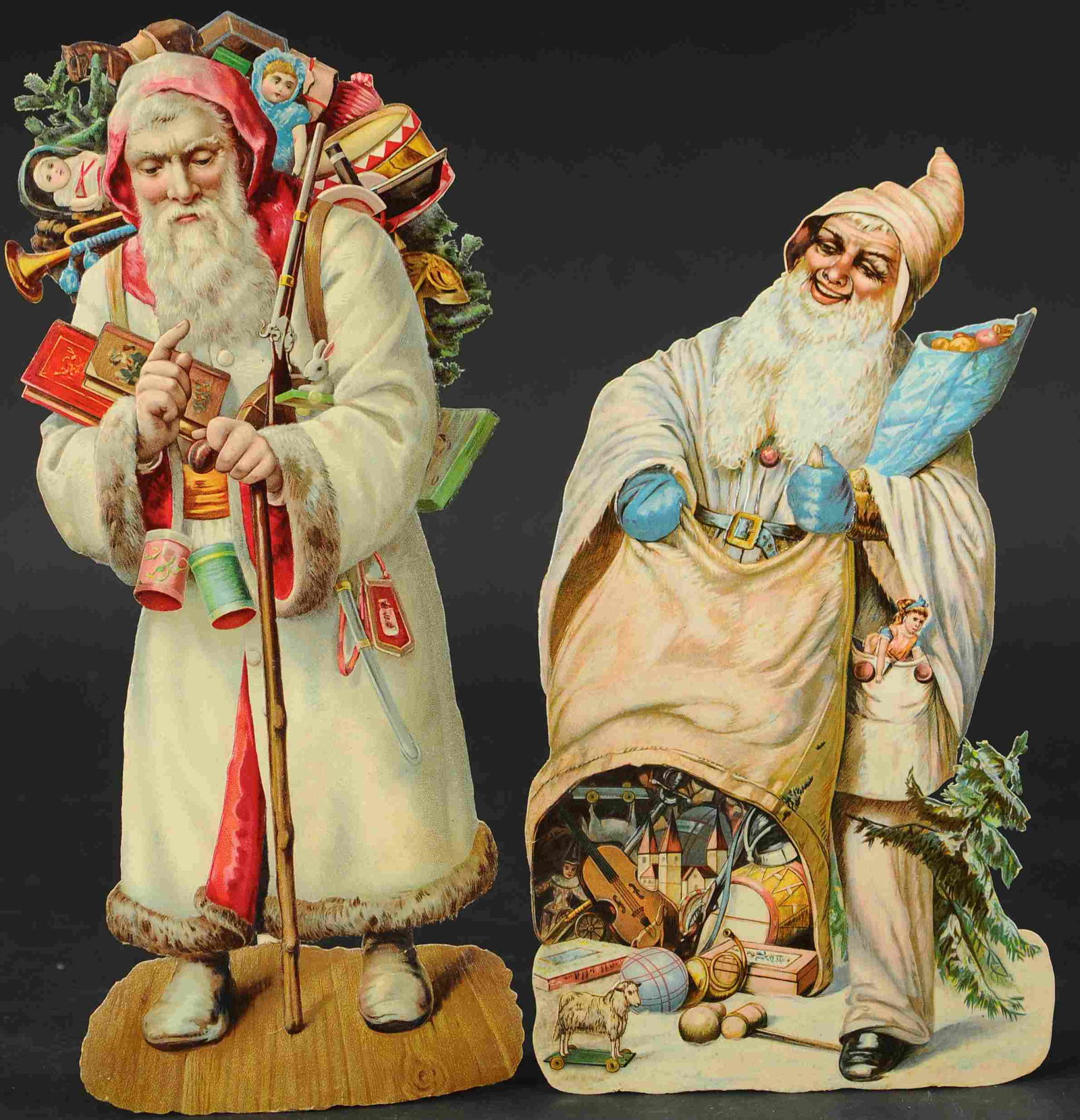 TWO LARGE SANTA CLAUS DIE-CUTS (1 of 1)