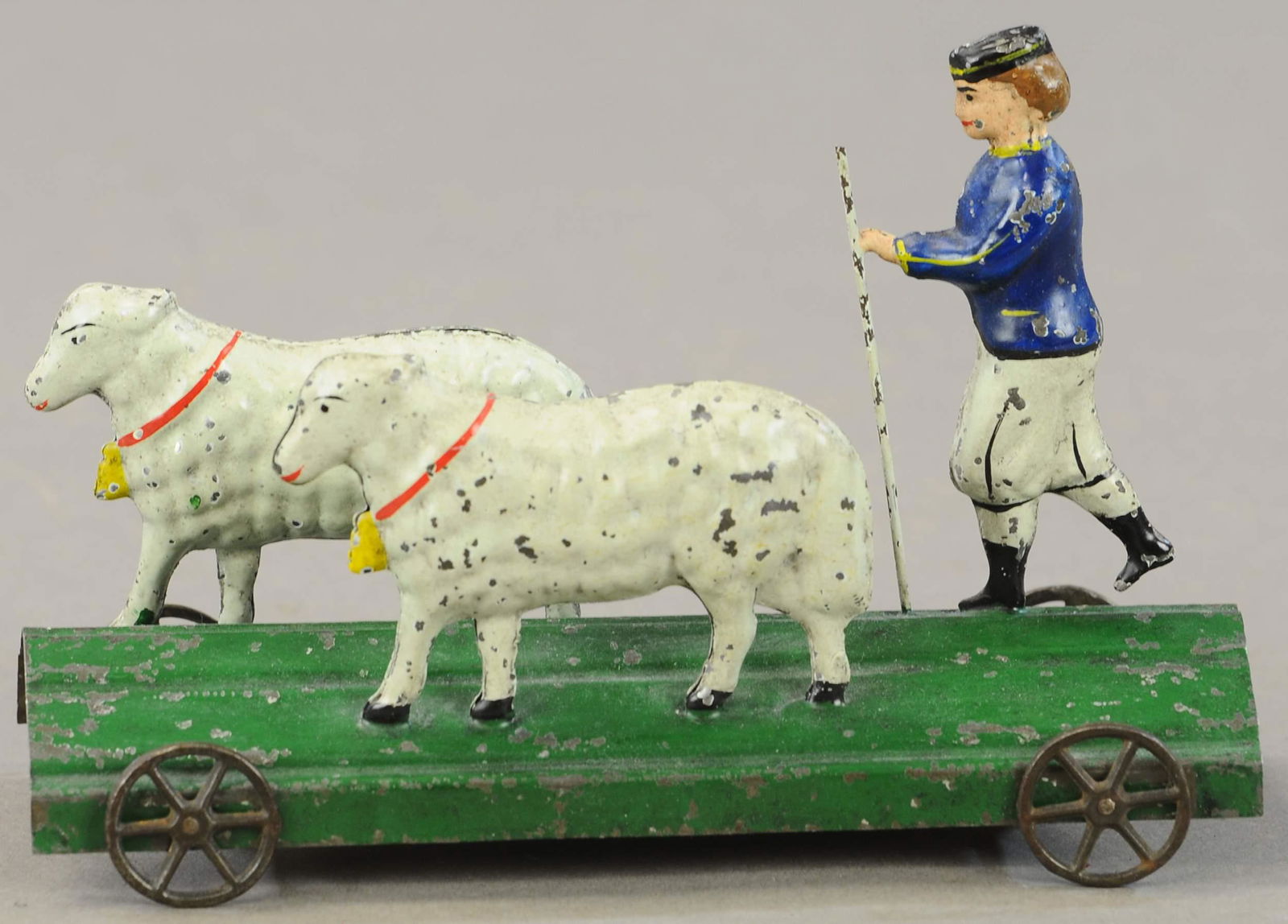 AMERICAN TIN MARY & TWO LAMBS: 260. AMERICAN TIN MARY & TWO LAMBS | 7" l. | Professionally Restored. | $300 - $600