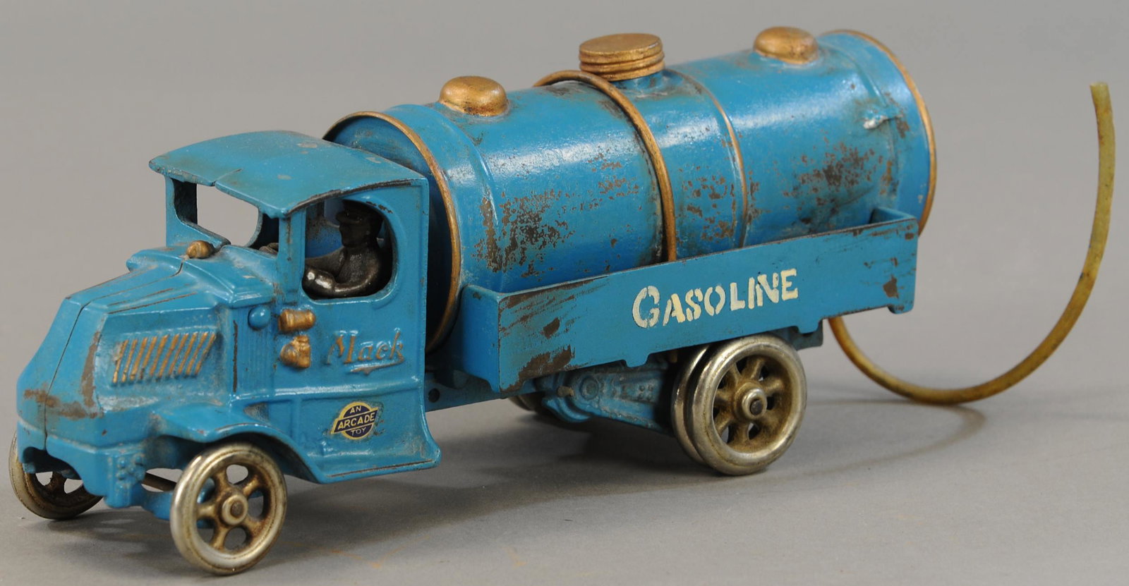 ARCADE MACK GASOLINE TRUCK: 286. ARCADE MACK GASOLINE TRUCK | 13" l. | Repainted. | $400 - $800