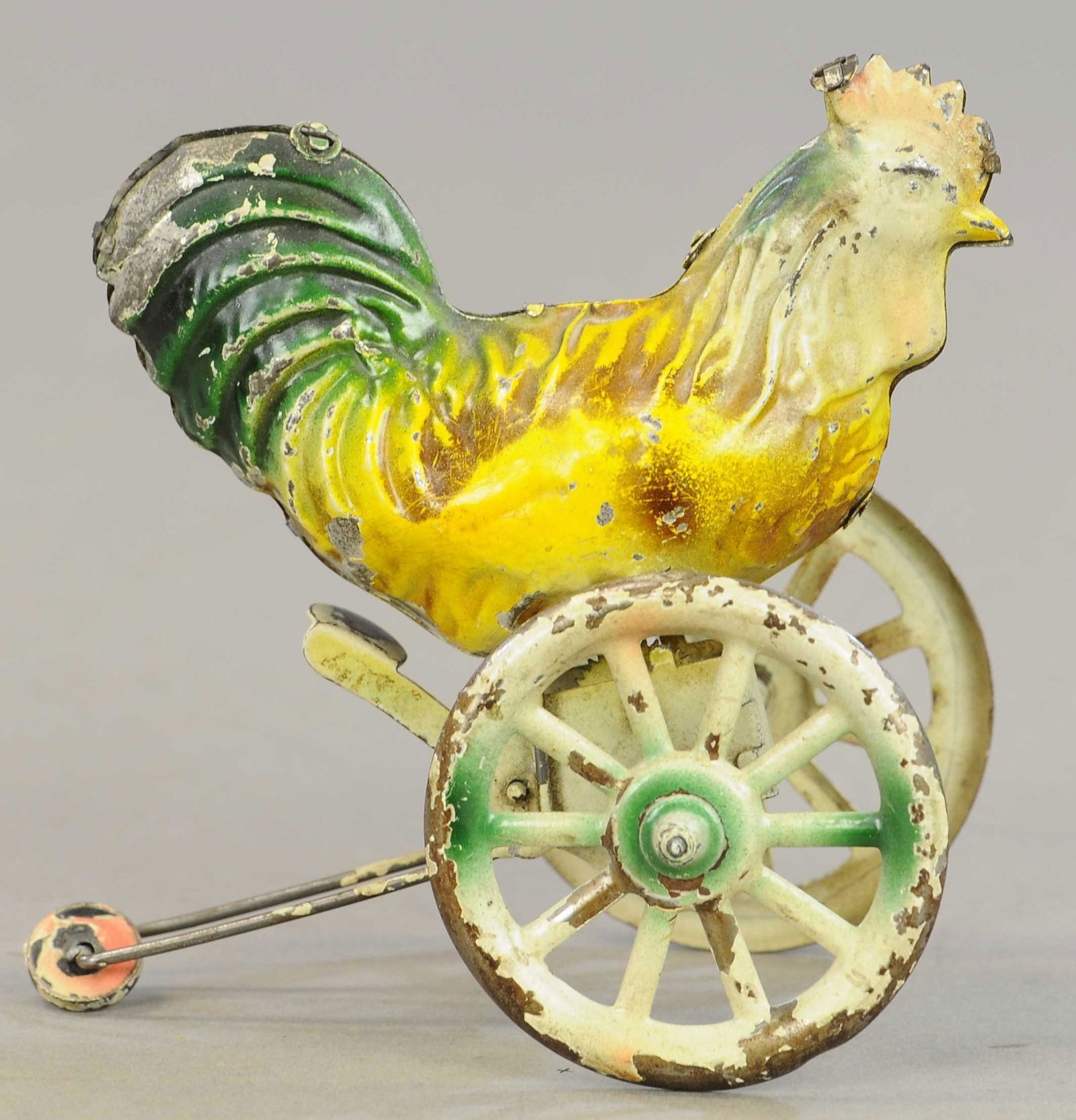 GERMAN COCK ON WHEELS TIN TOY (1 of 3)
