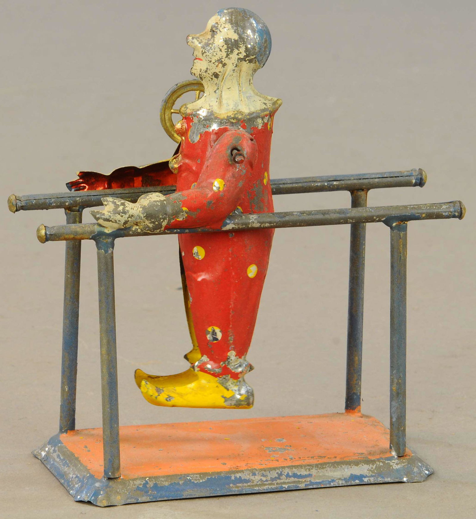 GERMAN CLOWN ACROBAT TOY: 57. GERMAN CLOWN ACROBAT TOY | 7" h. | All Original Condition. | $300 - $600