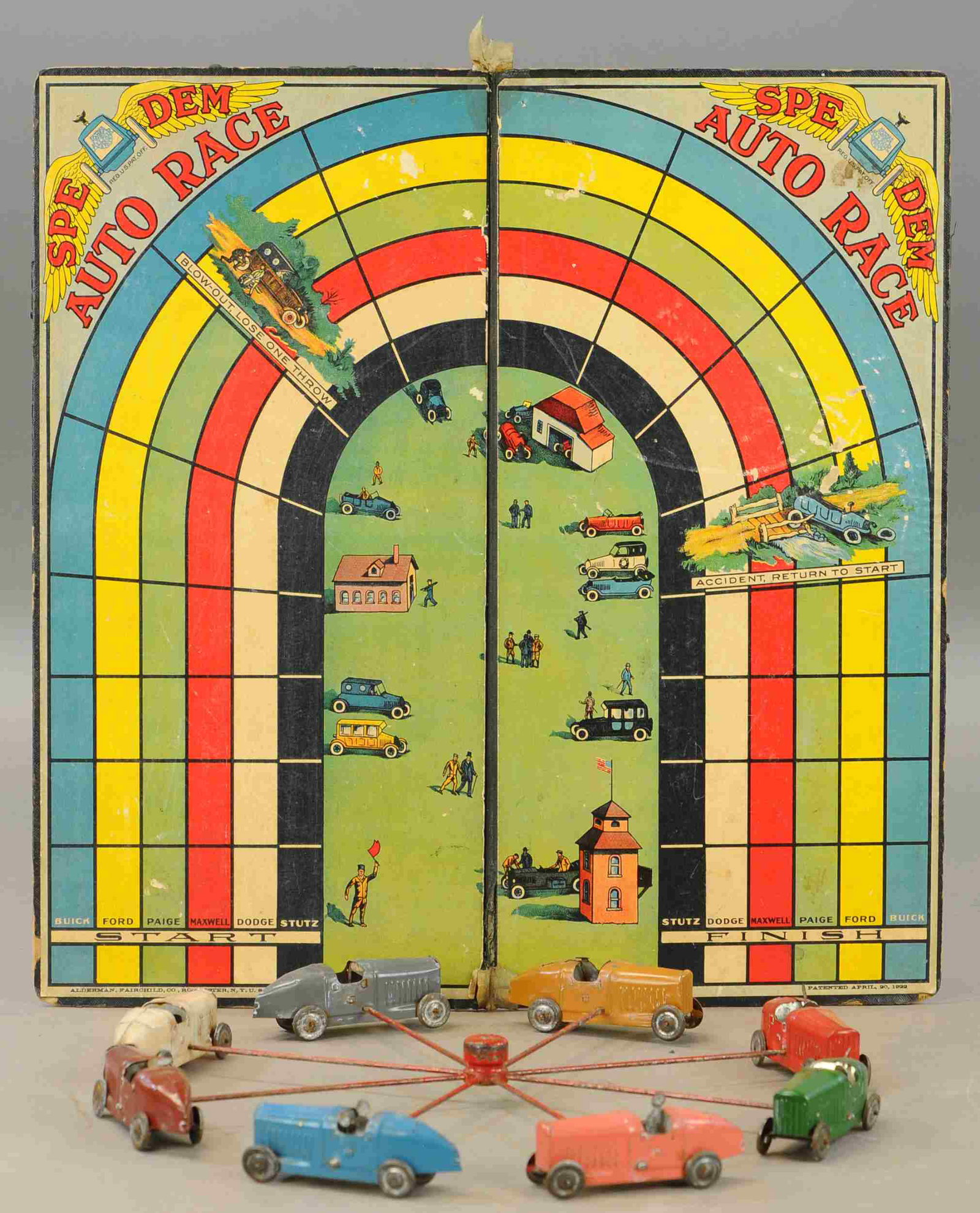 SPEDEM AUTO RACE BOARD GAME: 150. SPEDEM AUTO RACE BOARD GAME | Made by All Fair. | 18" l. | All Original Condition. | $125 - $250