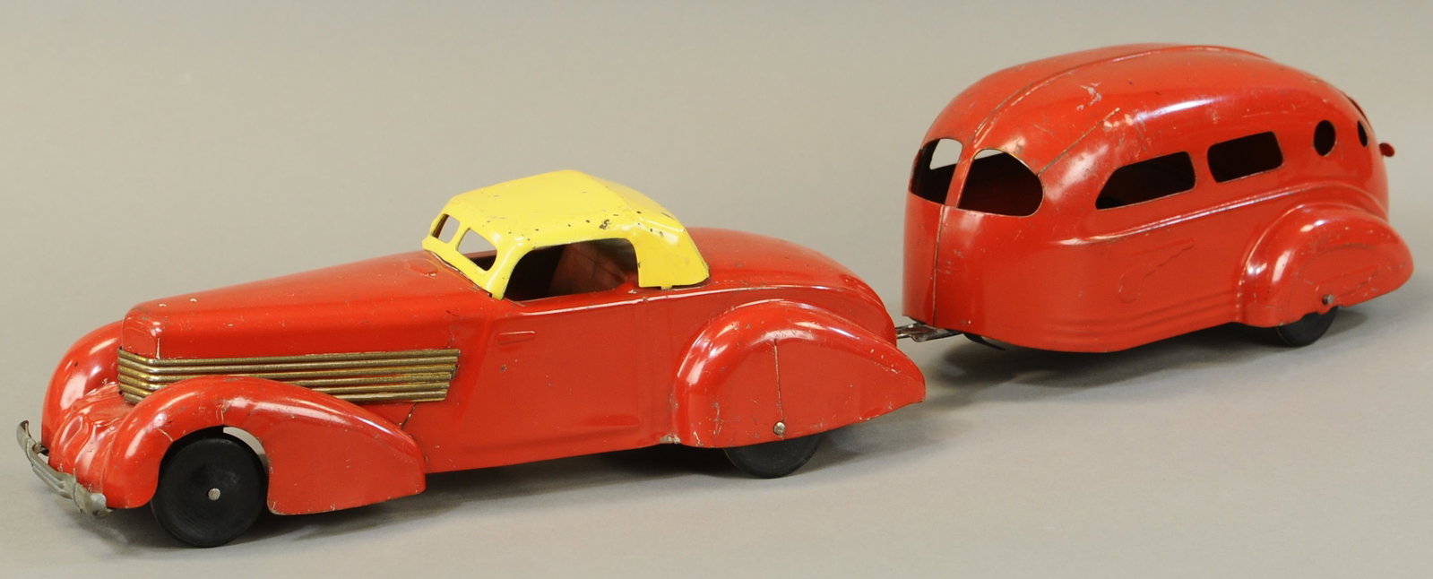 WYANDOTTE CORD COUPE W/ TRAILER: 647. WYANDOTTE CORD COUPE W/ TRAILER | 13" l. | All Original Condition. | $300 - $600