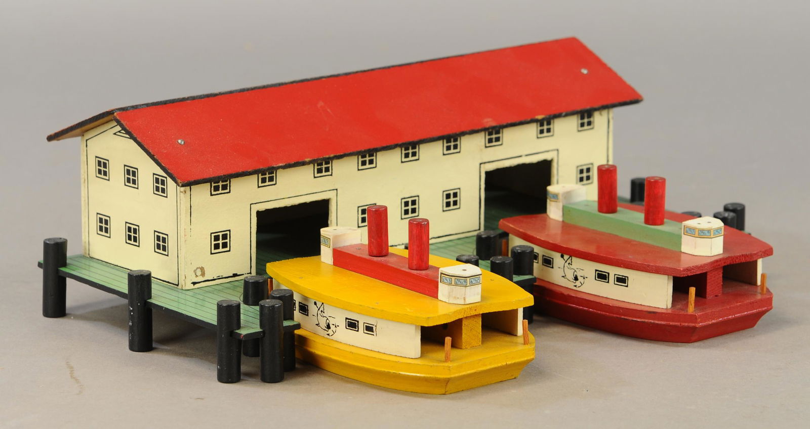 TILLICUM BOAT HOUSE W/ FERRIES: 713. TILLICUM BOAT HOUSE W/ FERRIES | 14" l. | All Original Condition. | $100 - $200