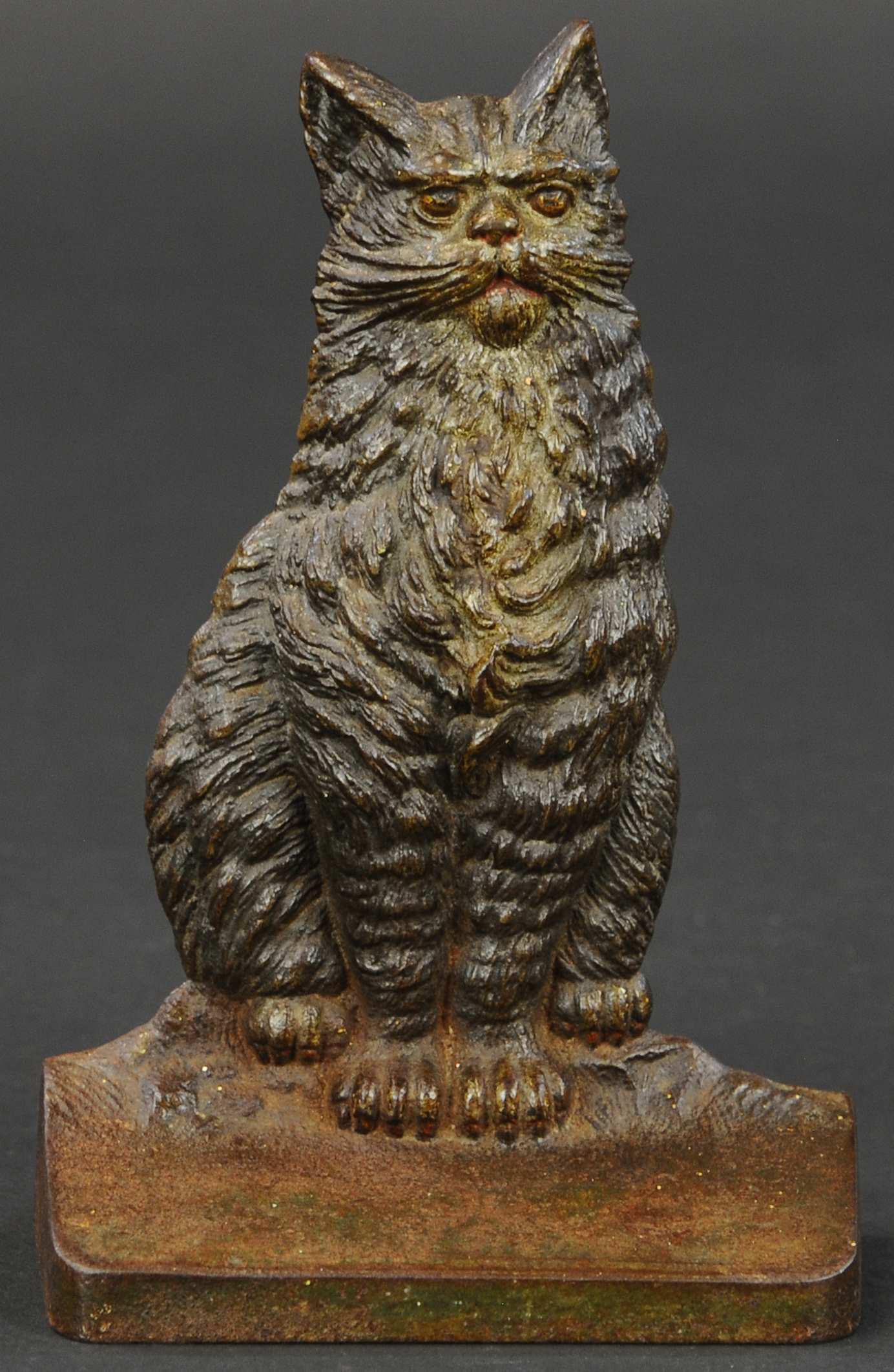 B & H SITTING CAT DOORSTOP: 309. B & H SITTING CAT DOORSTOP | Bradley and Hubbard, sitting cat on base with great detailed casting. | 8" h. | (Excellent Condition) | $400 - $600