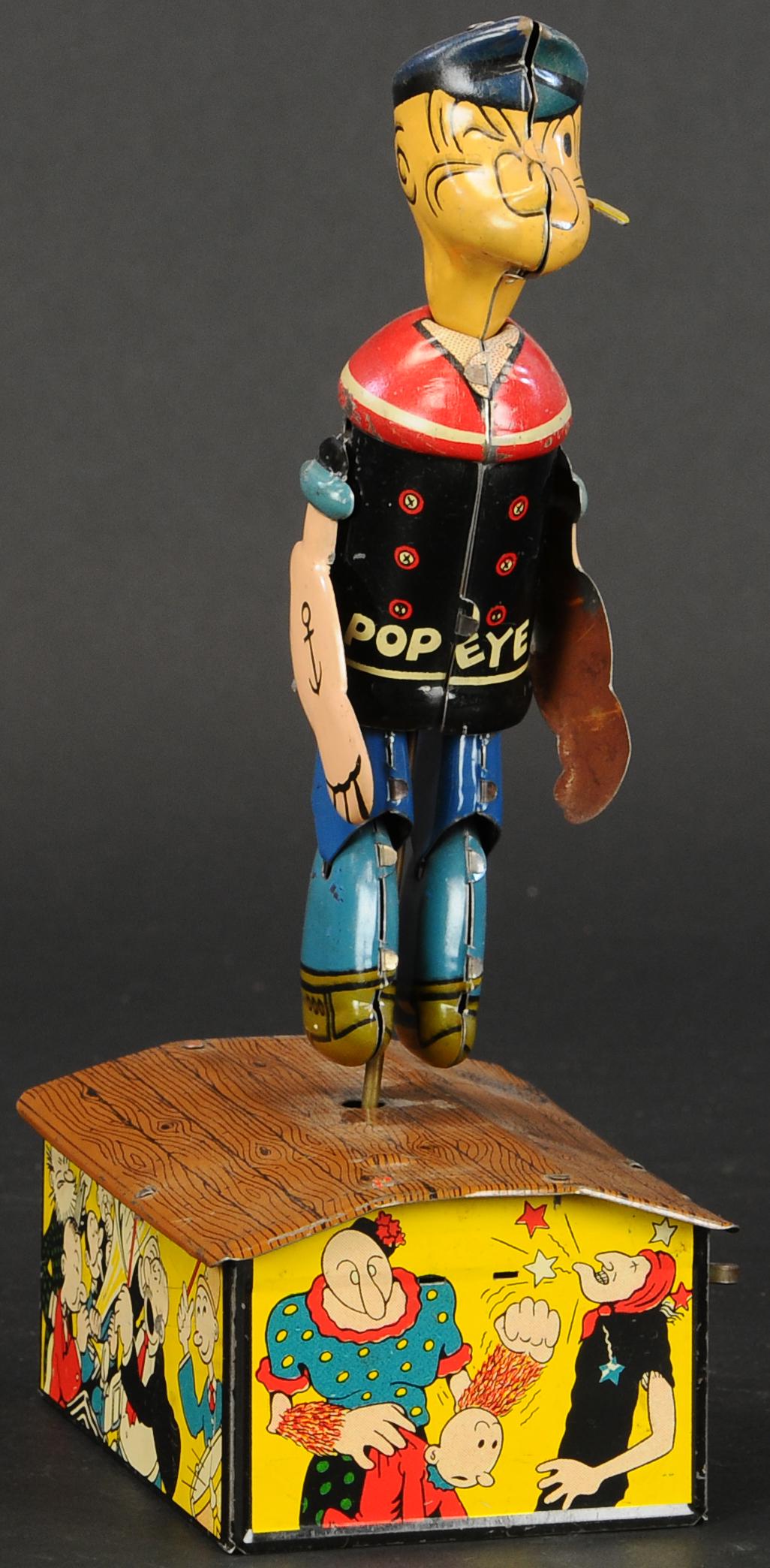 MARX POPEYE SOLO ROOF JIGGER: 361. MARX POPEYE SOLO ROOF JIGGER | 9.5" h. | (Very Good to Excellent Condition) | $300 - $500