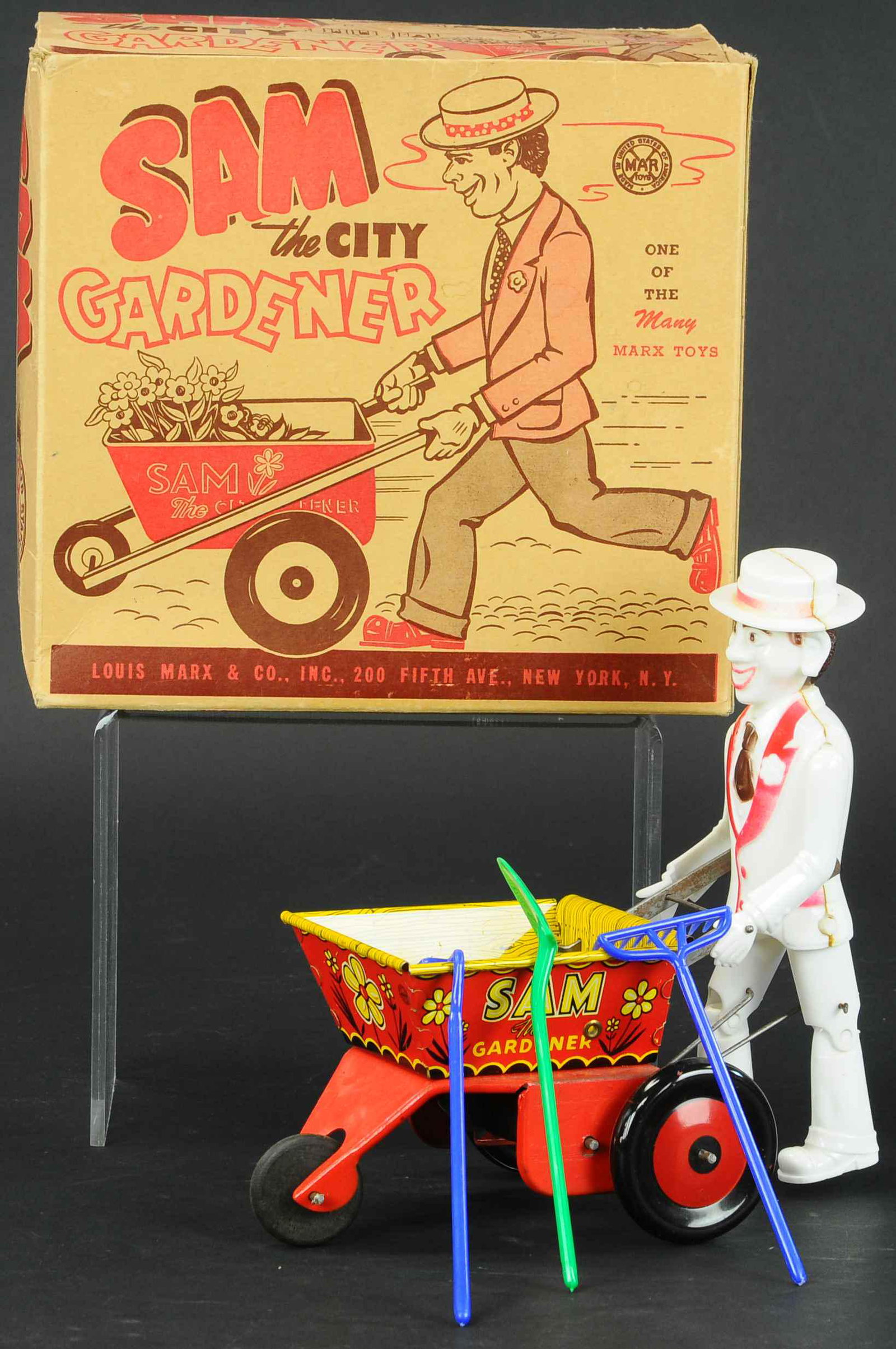 BOXED MARX SAM THE CITY GARDNER: 367. BOXED MARX SAM THE CITY GARDNER | 8" h. | (Excellent to Pristine Condition) | $200 - $300