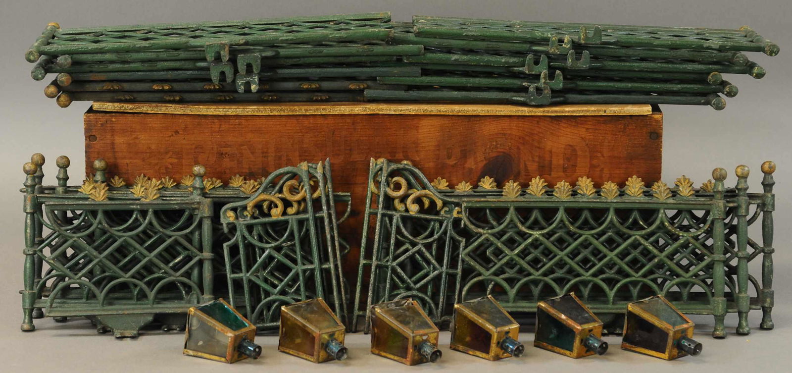 CAST IRON GATE & FENCE WITH LAMPS (1 of 1)