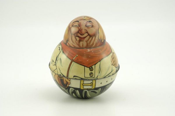 MAYO'S TOBACCO DUTCHMAN ROLY POLY TIN: Full figure, colorful tin lithography, depicts Dutchman smoking pipe. 7" h.