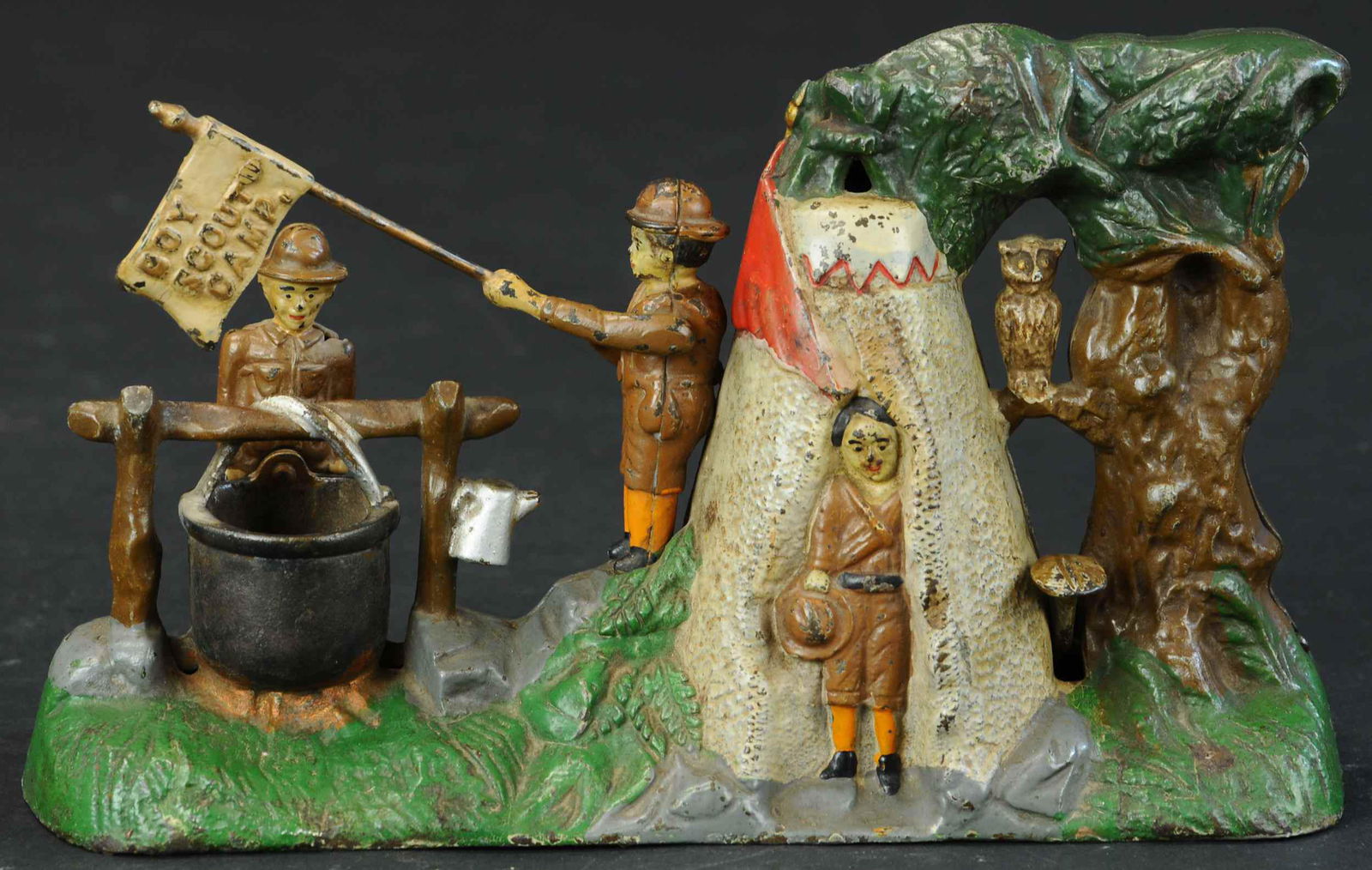 BOY SCOUT CAMP MECHANICAL BANK (1 of 4)