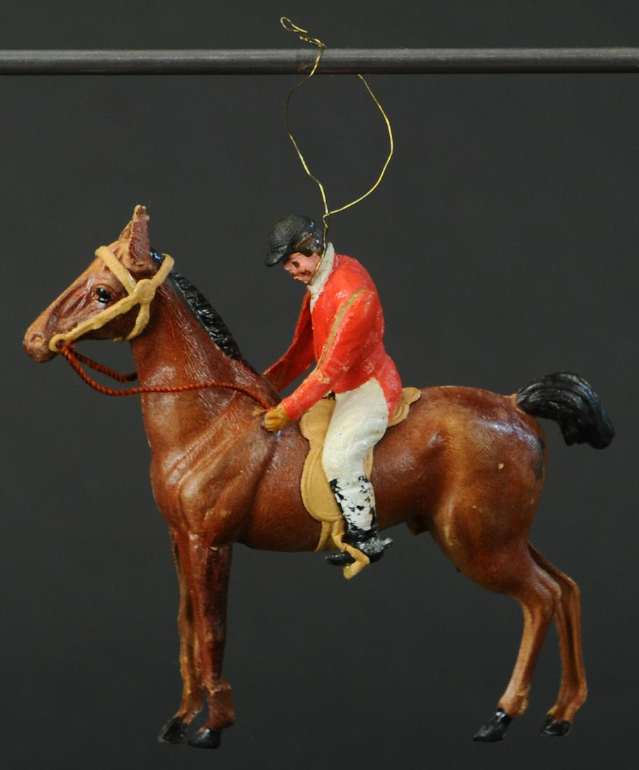 FOX HUNTER ON BROWN STEED DRESDEN ORNAMENTS (1 of 2)