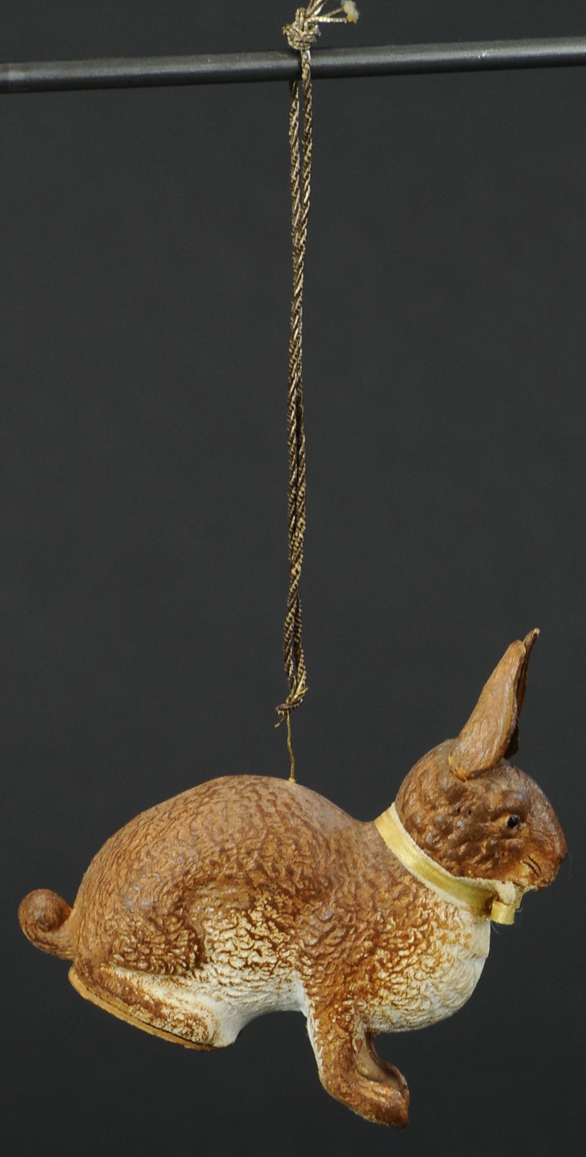 BROWN RABBIT DRESDEN CANDY CONTAINER (1 of 2)